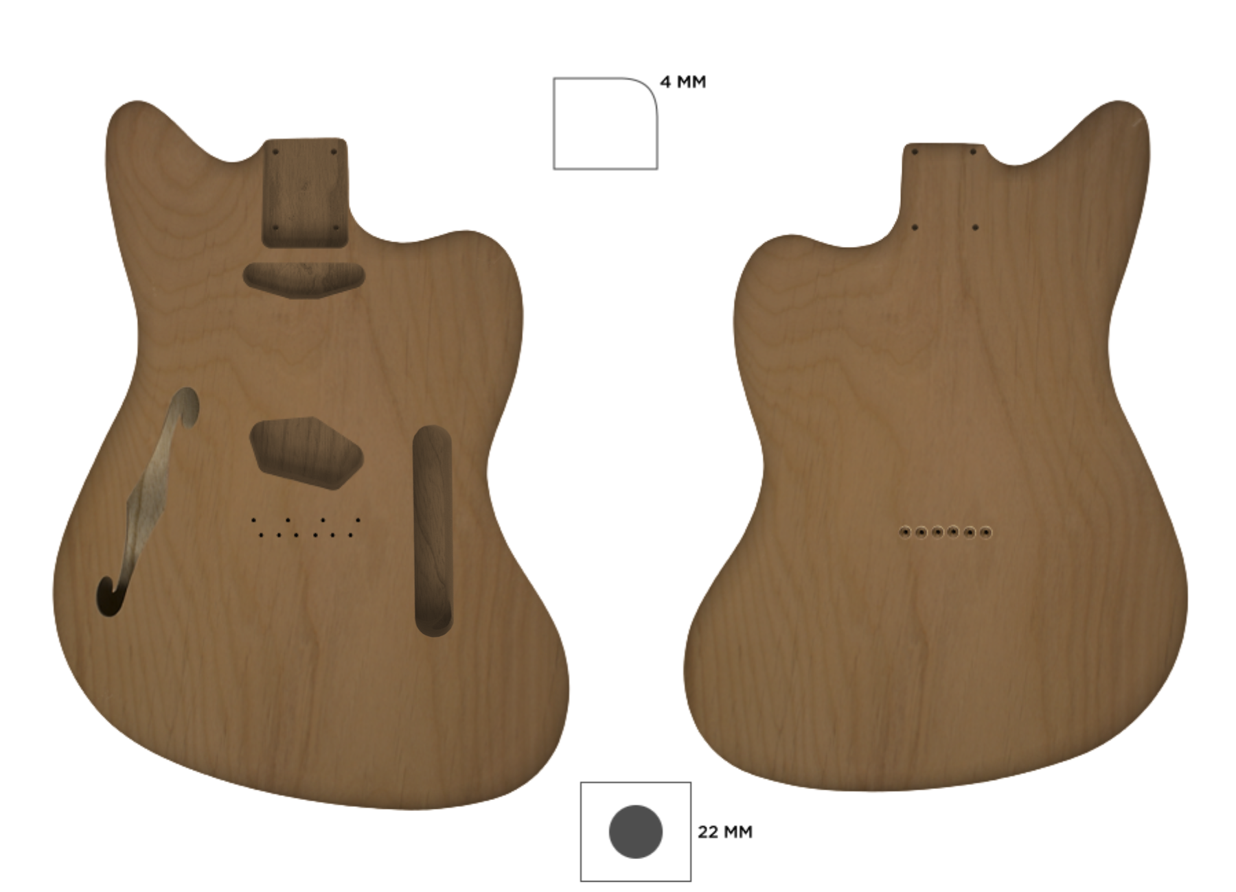 TM CUSTOMISABLE THINLINE-Guitar Bodies - Customisable-Guitarbuild